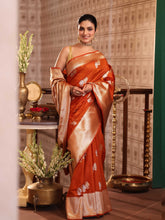 KAVVYA SOFT & LIGHT WEIGHT PURE COPPER SILK SAREE WITH BEAUTIFUL GOLD N SILVER ZARI FLORAL MOTIFS IN SAREE
